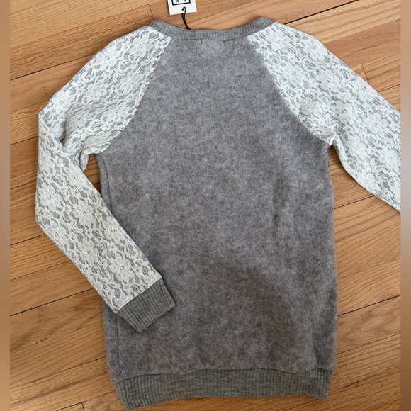 THML Gray Lace-Sleeve Sweater - Picture 2 of 3